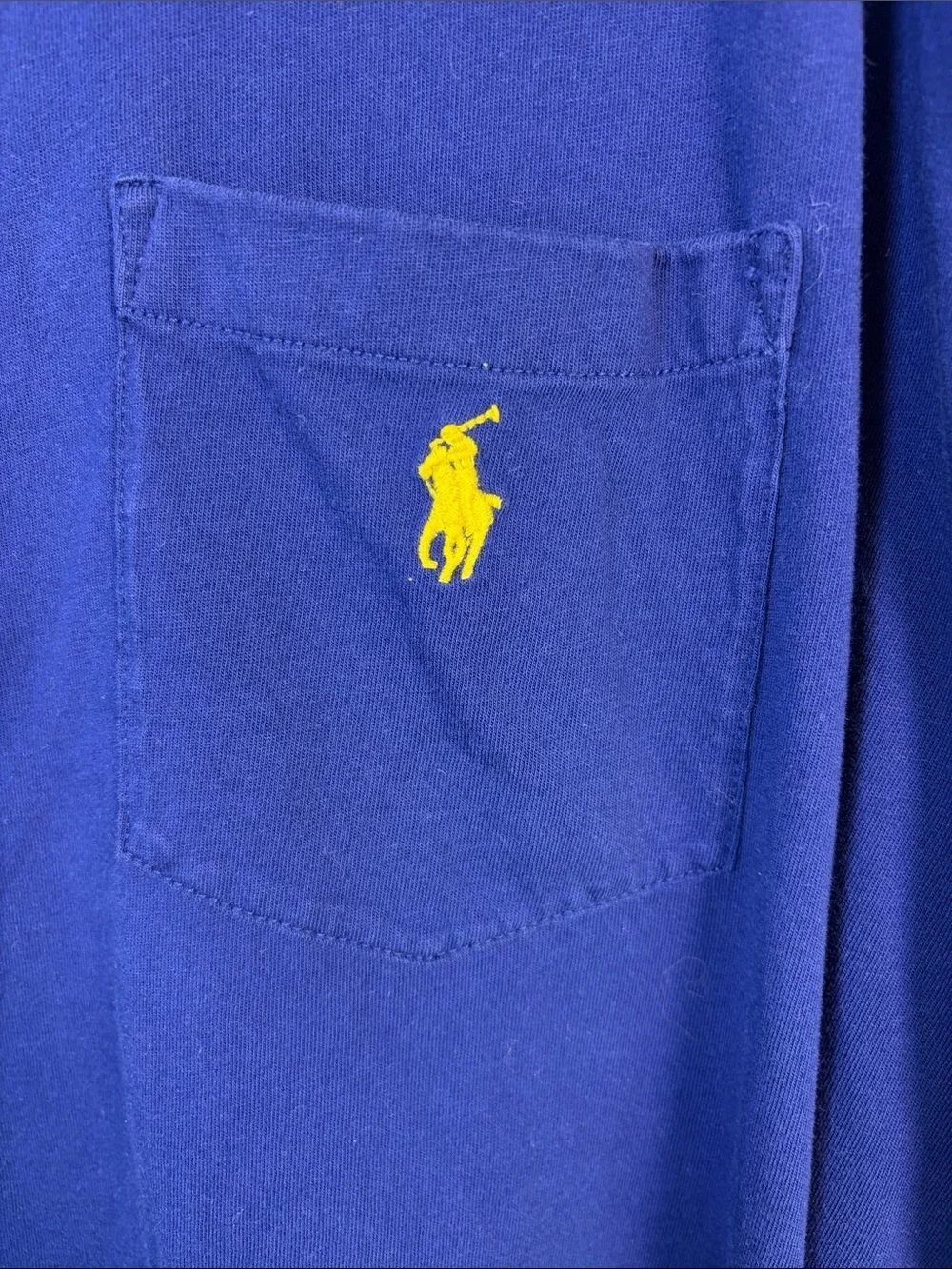 Polo Ralph Lauren Blue Crewneck Pocket Tee with Yellow Pony - 100% Cotton- 3XB
